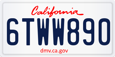 CA license plate 6TWW890