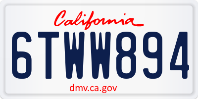 CA license plate 6TWW894