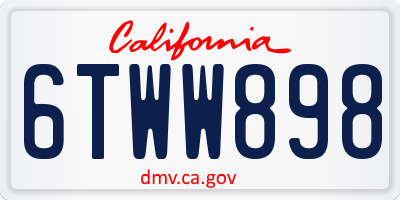 CA license plate 6TWW898