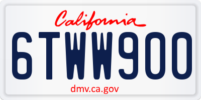 CA license plate 6TWW900