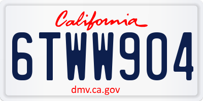 CA license plate 6TWW904