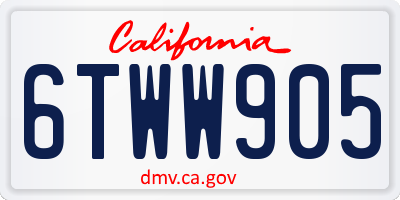 CA license plate 6TWW905