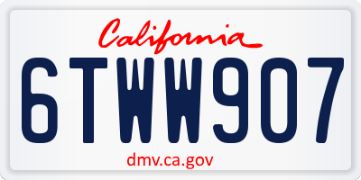 CA license plate 6TWW907