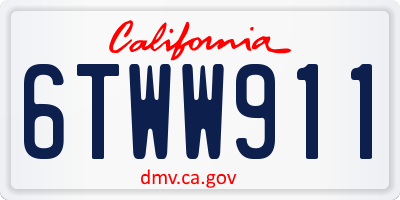 CA license plate 6TWW911