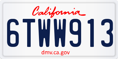 CA license plate 6TWW913