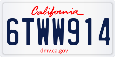 CA license plate 6TWW914