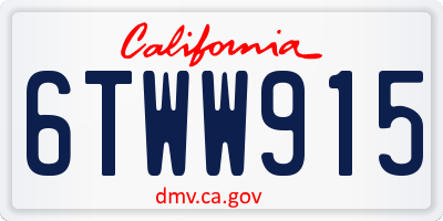 CA license plate 6TWW915