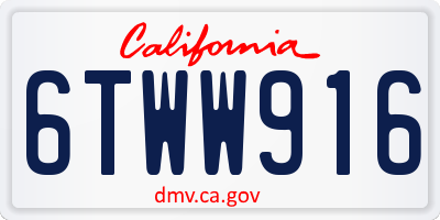 CA license plate 6TWW916