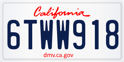 CA license plate 6TWW918