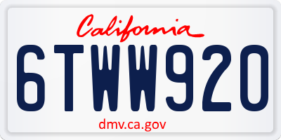 CA license plate 6TWW920
