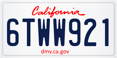 CA license plate 6TWW921