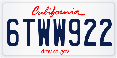 CA license plate 6TWW922