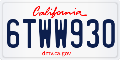 CA license plate 6TWW930