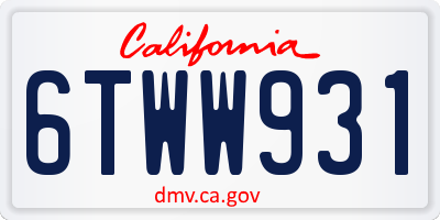 CA license plate 6TWW931