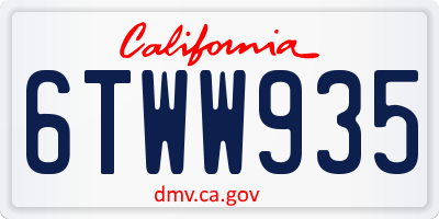 CA license plate 6TWW935