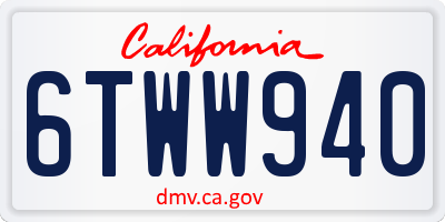 CA license plate 6TWW940