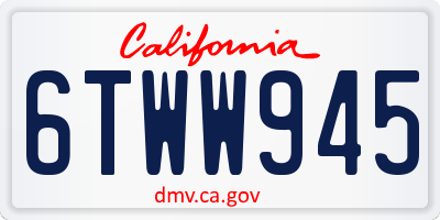 CA license plate 6TWW945