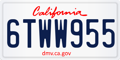 CA license plate 6TWW955