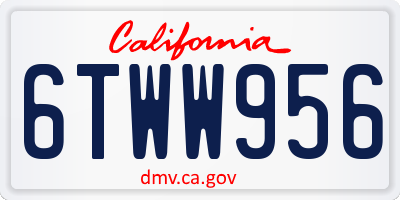CA license plate 6TWW956