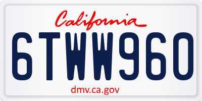 CA license plate 6TWW960
