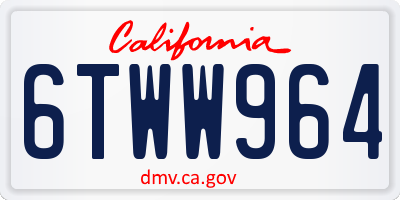 CA license plate 6TWW964