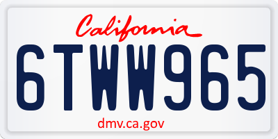 CA license plate 6TWW965
