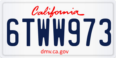 CA license plate 6TWW973