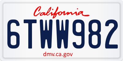 CA license plate 6TWW982