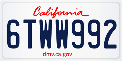 CA license plate 6TWW992
