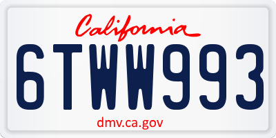 CA license plate 6TWW993