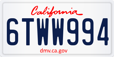 CA license plate 6TWW994