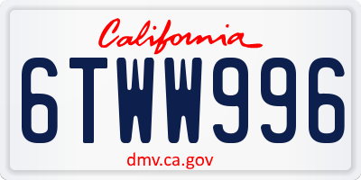 CA license plate 6TWW996