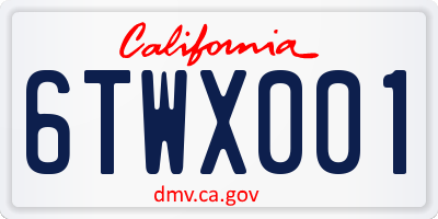 CA license plate 6TWX001