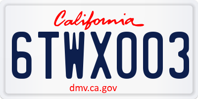 CA license plate 6TWX003