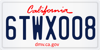 CA license plate 6TWX008
