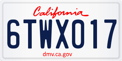 CA license plate 6TWX017