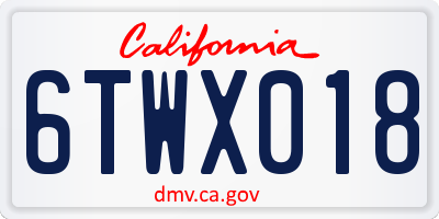 CA license plate 6TWX018