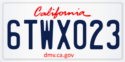 CA license plate 6TWX023
