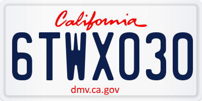 CA license plate 6TWX030