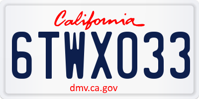 CA license plate 6TWX033