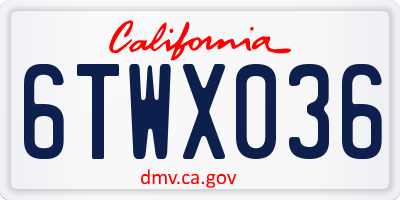 CA license plate 6TWX036