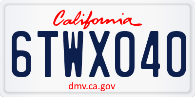 CA license plate 6TWX040