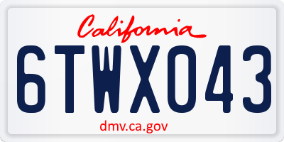 CA license plate 6TWX043