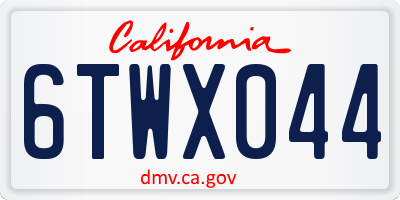 CA license plate 6TWX044