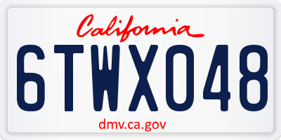 CA license plate 6TWX048
