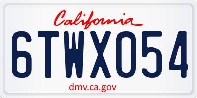 CA license plate 6TWX054