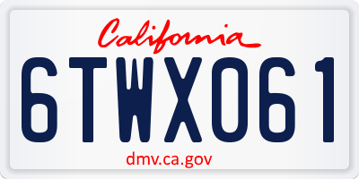 CA license plate 6TWX061