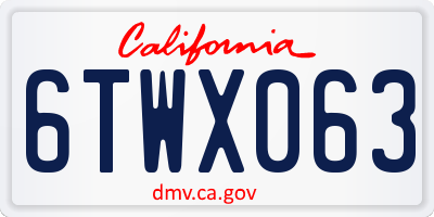 CA license plate 6TWX063