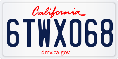 CA license plate 6TWX068
