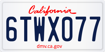 CA license plate 6TWX077